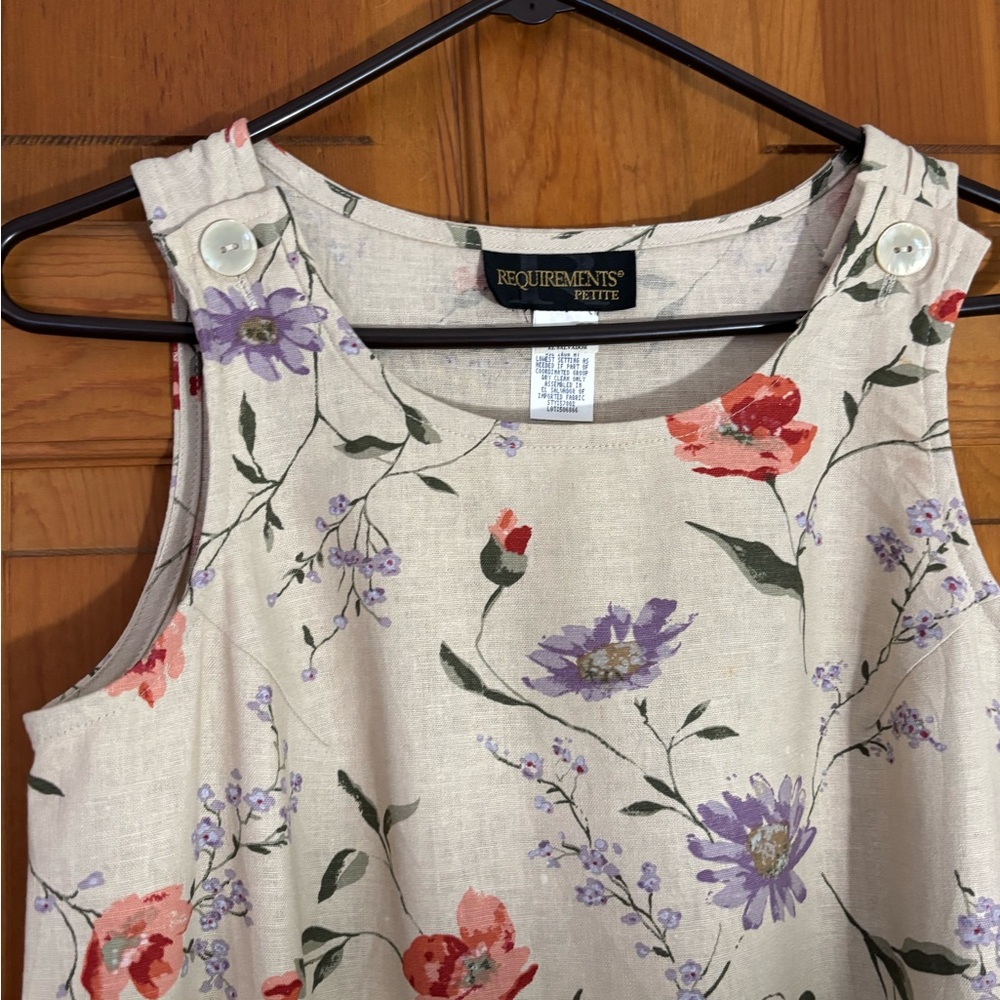 Requirements Petite Beige Floral Maxi Dress MP Linen Rayon